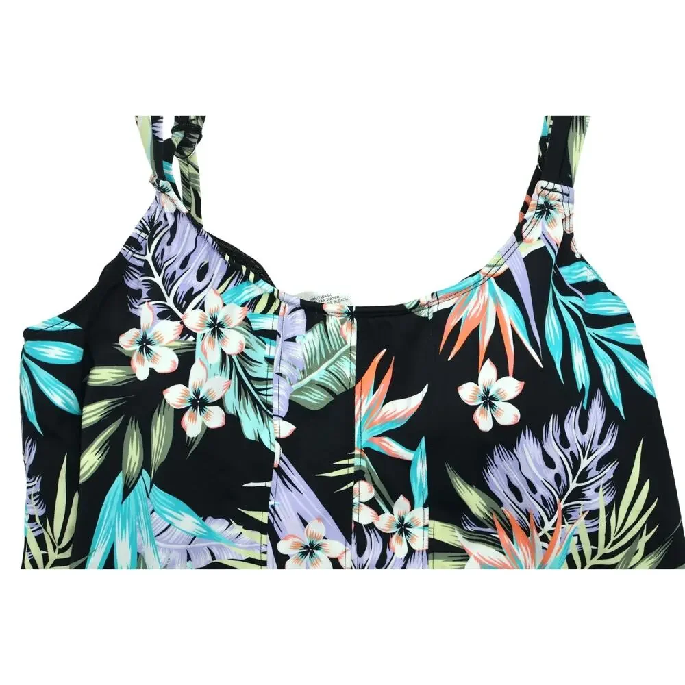 Swim Solutions Women's Bring Me Flowers Tankini Top, In Tropical Print - Picture 3 of 6
